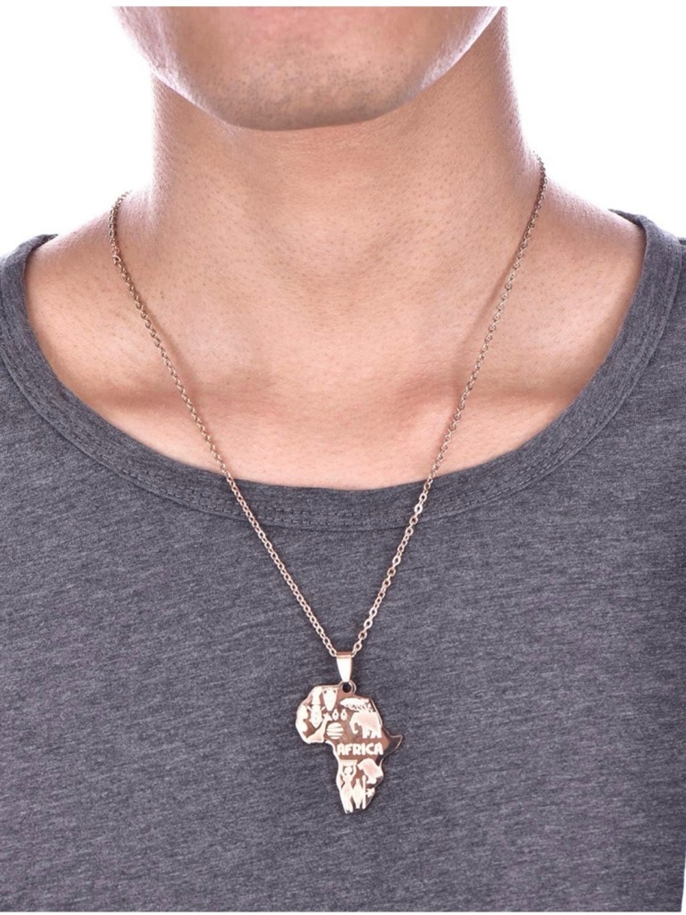 Gold Africa Map Pendant Necklace - Jewelry
